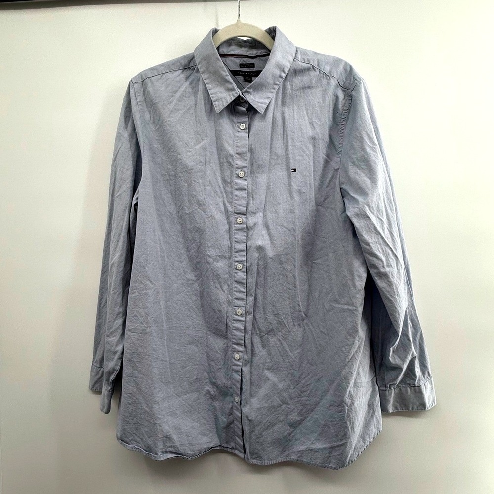 Tommy Hilfiger‎ Men's XXL Relaxed Fit Light Blue 100% Cotton Button Down Shirt